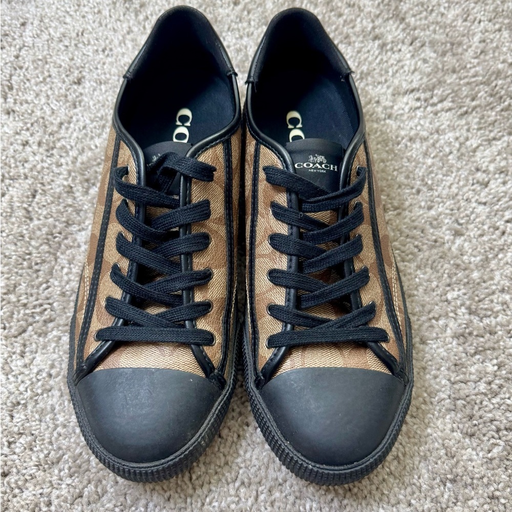 Coach Black and Tan Sneakers Sporty Low-Top Design